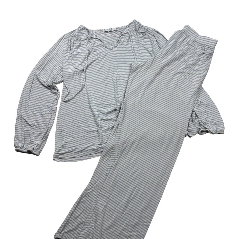 LAKE Pajamas Blue White Striped Pima Cotton Lounge Set XS Long Sleeve Pants